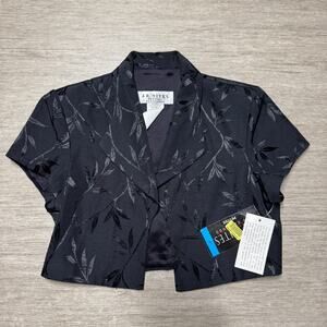 JR Nites Caliendo Women's Hawaiian Open Shirt Cardigan NWT Black Crop Short 8P